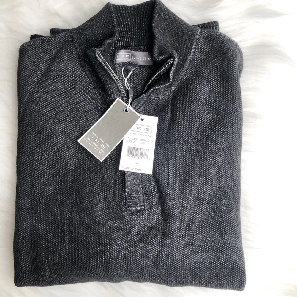 NEW Ike by Ike Behar Zip Waffle-Pique Mens Sweater Size Large - Picture 6 of 7